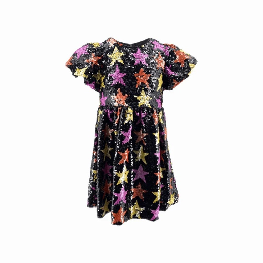 Lola + The Boys BLACK SEQUIN WINTER STARS DRESS